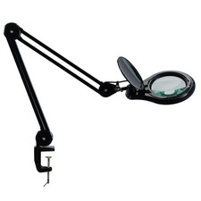 LED Magnifying Lamp with Clamp, 5 Inch Magnifier Glass Lens, Metal Swing Arm ...