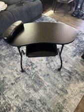 Portable Folding Manicure Table Nail Desk with Wrist Rest  Storage Tray Black