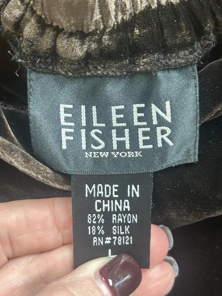 Falda larga Eileen Fisher New York marrón chocolate seda rayón terciopelo envolvente grande Foto 4 de 4