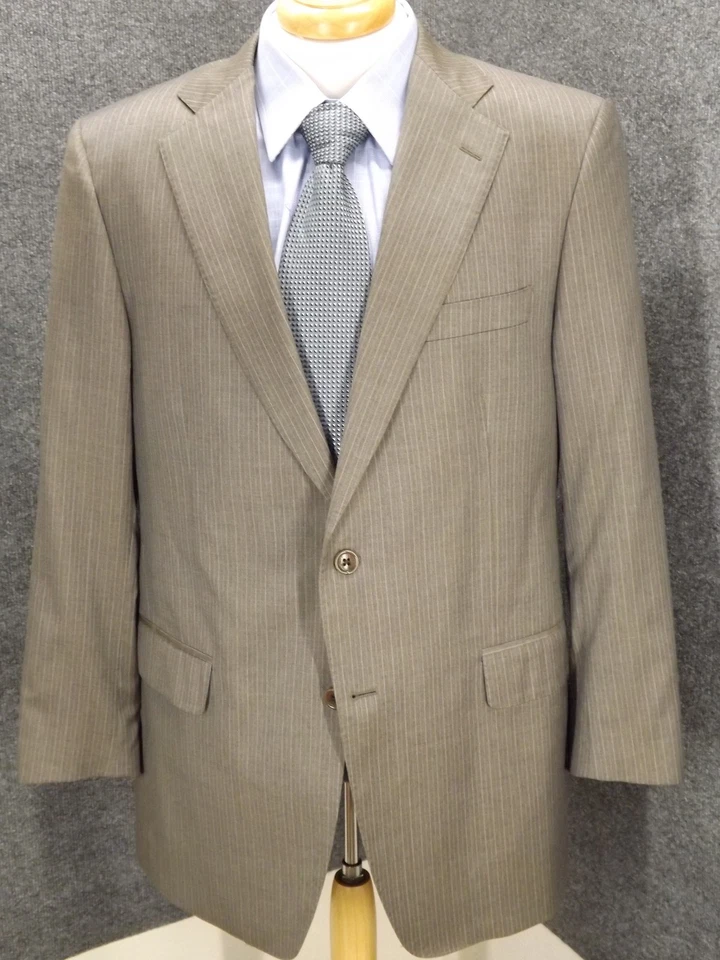 Brooks Brothers Regent 42R Gray Pinstripe 36x29 Flat Pants Loro Plana Wool Italy - Image 2 of 4