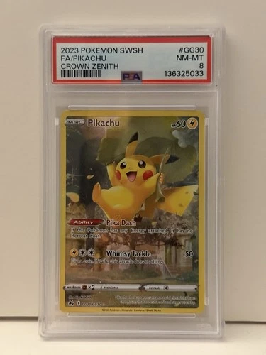 PSA 8 NM-MT Pikachu #GG30 Pokemon Sword And Shield Crown Zenith