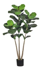 Artificial Fiddle Leaf Fig Tree, 5Ft Faux Floor Plants Fake Tropical Tree wit...