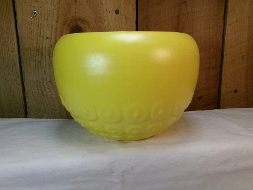 Vintage Mid Century Haeger USA 167 Art Pottery Yellow Dotted Round Planter