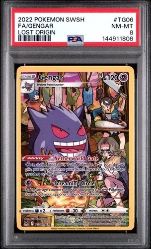 2022 Pokemon SWSH FULL ART FA/Gengar Lost Origin #TG06 PSA 8