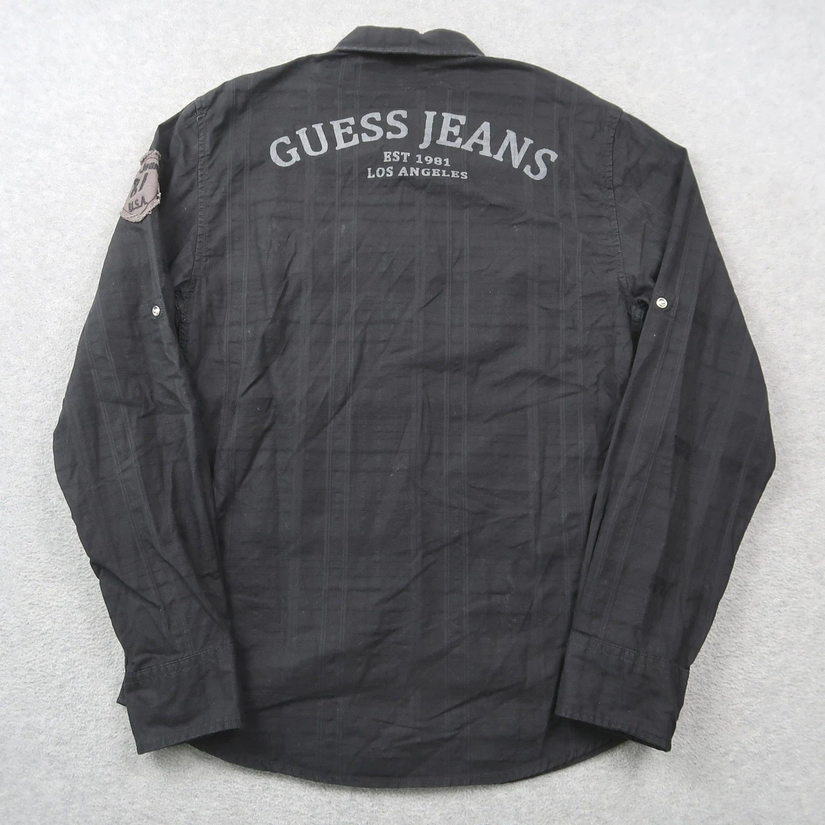 Camisa Guess ajustada para hombre talla S pequeña negra occidental con botones a presión