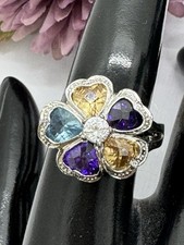 Sterling Silver Flower CZ Ring Size 8.5