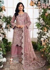 3 Piece Mauve Color Fancy pakistani shalwar kameez