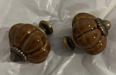 Coffee Brown Ceramic Knobs 12 Pack - Pumpkin Cabinet Knobs Retro Dresser Knobs