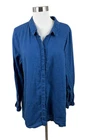 Eileen Fisher XL Blue 100% Organic Linen Button Hi Low Tunic Coastal