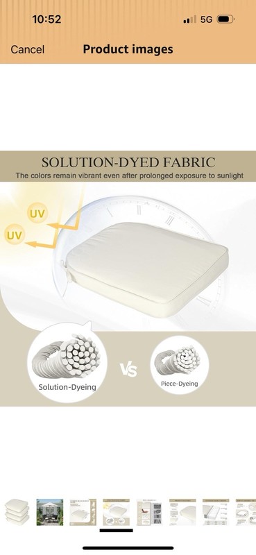 Set of 2 Outdoor Chair Cushions 20x19 Inch, Fade & Water Resistant with Straps