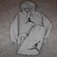 Jordan Hoodie Sweatpants Tracksuit Set Mens 2XL Gray Jumpman Fleece DA6801-091