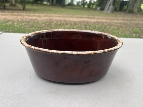 VTG Hull Pottery 2 Quart Baking Casserole Brown Drip Glaze