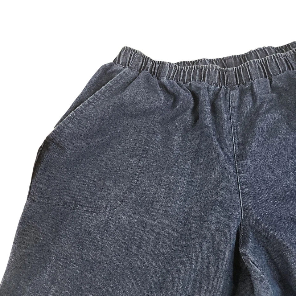 White Stag Denim Pants Womens PL Large Petite 12 14 Elastic Waist Capris Dark - Image 4 of 4