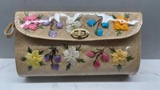 Vintage Purse Clutch Woven Embroidered Flowers Clear cover