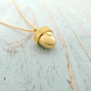 Authentic Acorn Capsule Pendant Necklace - Gold Plated Solid Sterling Silver