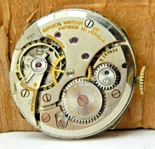 Vintage Gruen Veri-Thin 421 15 jewel wrist watch movement with dial and hands