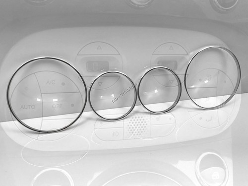 Fits Fiat 500 07-14 Aluminium Ringe für Lüftungsregler Heizungsregler 4 Stück - Bild 2 von 10