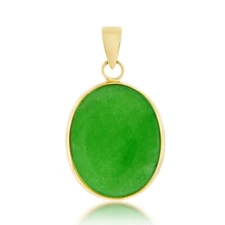 iJewelry2 - 14K Yellow Gold Jade 13x11mm Oval Pendant