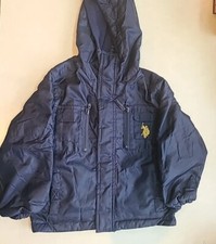 U.S. Polo ASSN. Boys Navy Yellow Full Zip Reversible Jacket Hooded Size 4