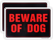 2-Pack Beware of Dog Sign, 10"x 7" .04" Aluminum Reflective Sign Rust Free...