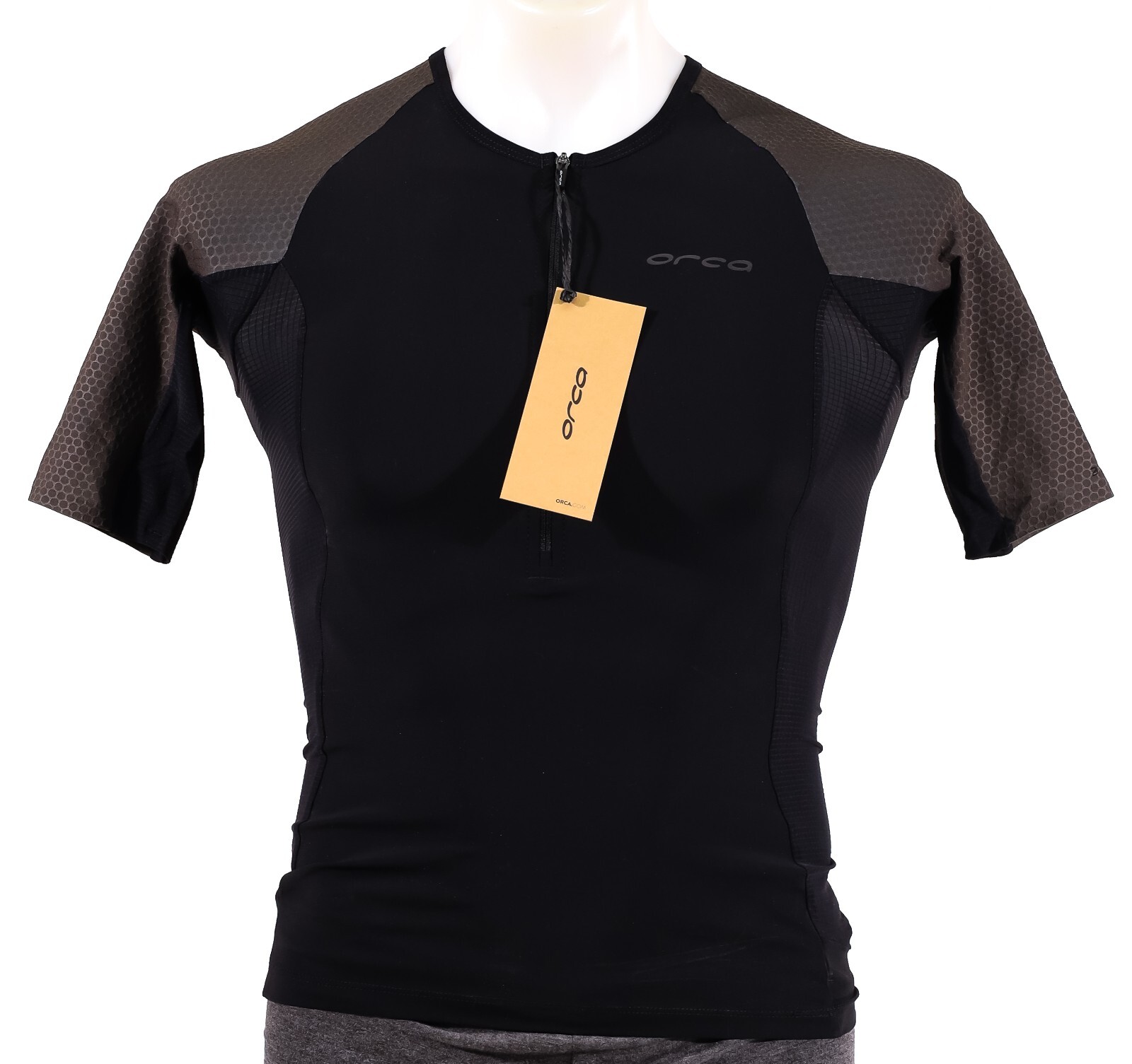 Orca Athlex Мужской спортивный топ на молнии с коротким рукавом и застежкой-молнией 14 SM MED черный Ironman Triathlon 11290₽