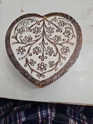 Fair Trade Heart Shaped Trinket Wooden Box Made In India Mair Boome