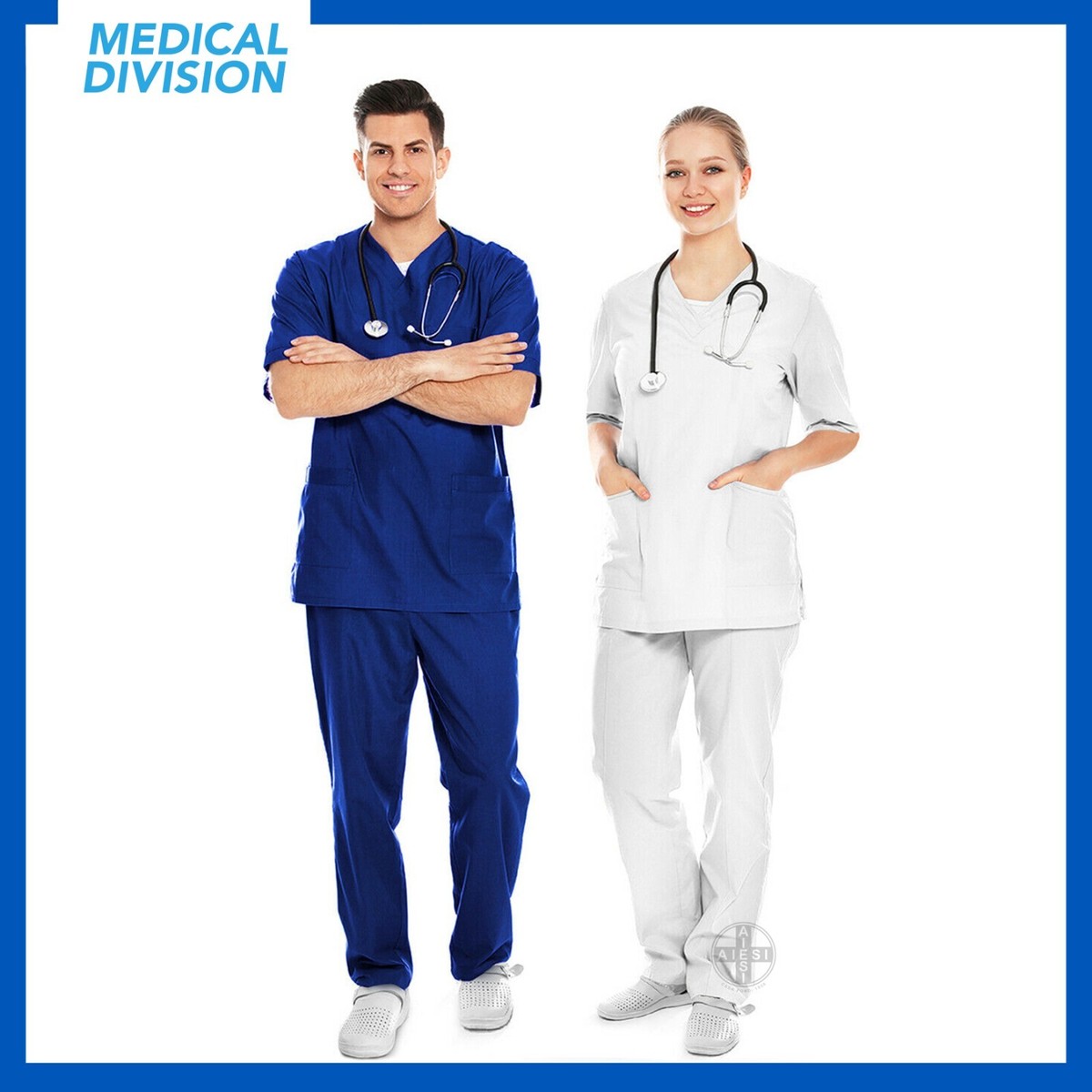 Completo Ospedaliero Con Ricamo Gratuito - Casacca E Pantaloni Per Medico, Infermiere, OSS, Made In Italy, Personalizzabile