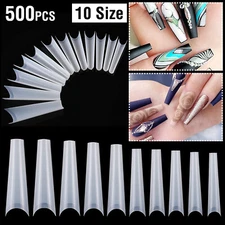 500X Half Cover French False Nail Tips Nail Art DIY Extra Long Nail Tips 10 Size
