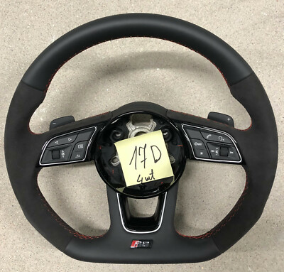 Audi RS Line A4 A5 S4 S5 Flat Bottom Half Alcantara Black Steering Wheel # 17D