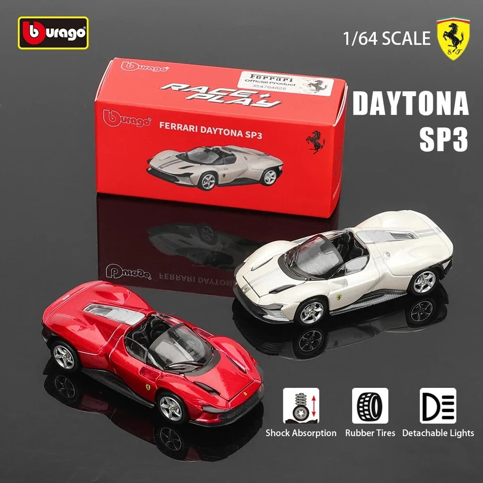 Bburago 1/64 White Ferrari DAYTONA SP3 Diecast Metal Racing Sports Car Ferrari - Image 4 of 4
