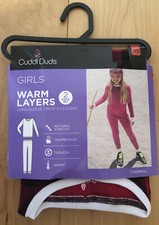 Cuddl Duds Warm Layers 2 Pc Long Sleeve Crew  Legging Red Black Girls XS 4/5 