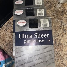 Lot Of 3 Pantyhose Ultra Sheer 7501 Black One Size 5 2 -5 8 100-160lbs NIP