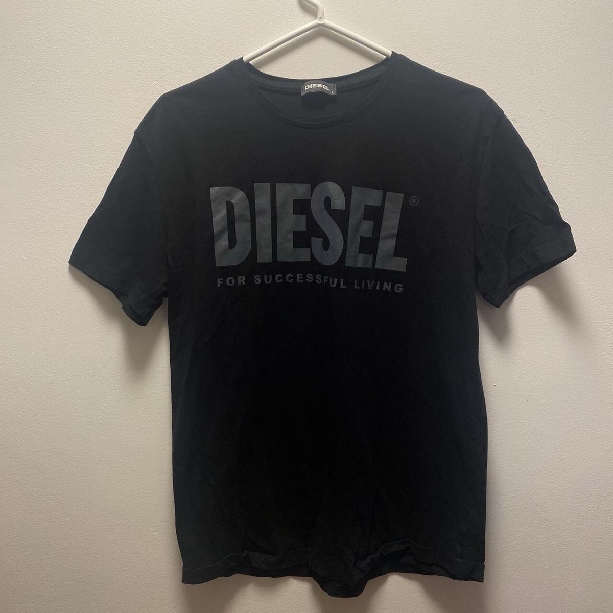 DIESEL For Successful Living T-Shirt womens Size L Black Cotton 