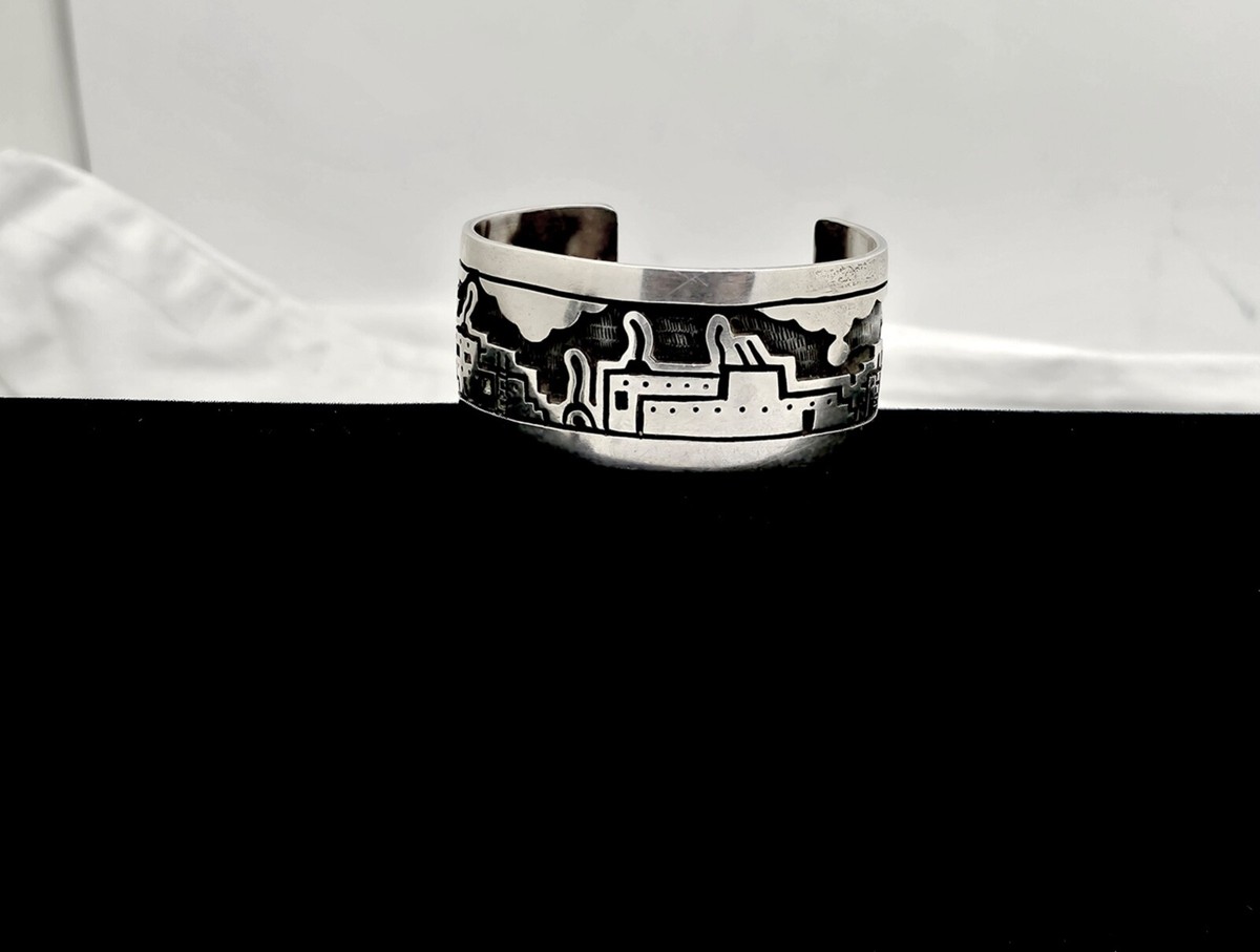 VINTAGE MANUEL HOYUNGOWA HOPI 925 SILVER OVERLAY PUEBLO VINTAGE MANUEL HOYUNGOWA HOPI 925 SILVER OVERLAY PUEBLO