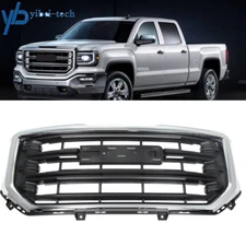 Black&Chrome Front Bumper Grille Grill Assembly For 16 2017-2019 GMC Sierra 1500