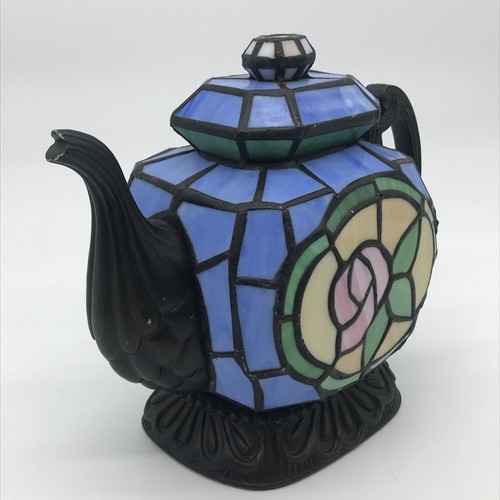 Tiffany Style Stained Glass Teapot Table Lamp by Cheyenne Tea Party