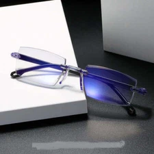 10PK Rimless AntiBlue Light Myopia Nearsighted Glasses Women Men Business Reader