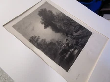 Antique Lithograph Troyon Pinx Cows road child mother Effet du matin French