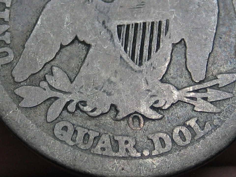 1851 O Silver Seated Liberty Quarter- New Orleans, About Good Details - Image 3 of 4