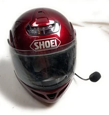 Shoei Multitec Motorcycle Helmet Wine Cardo Mount Mic Speaker Chords Size L