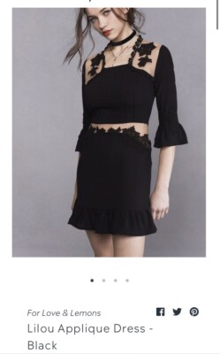 for love & lemons Lilou Appliqué black dress size xsmall
