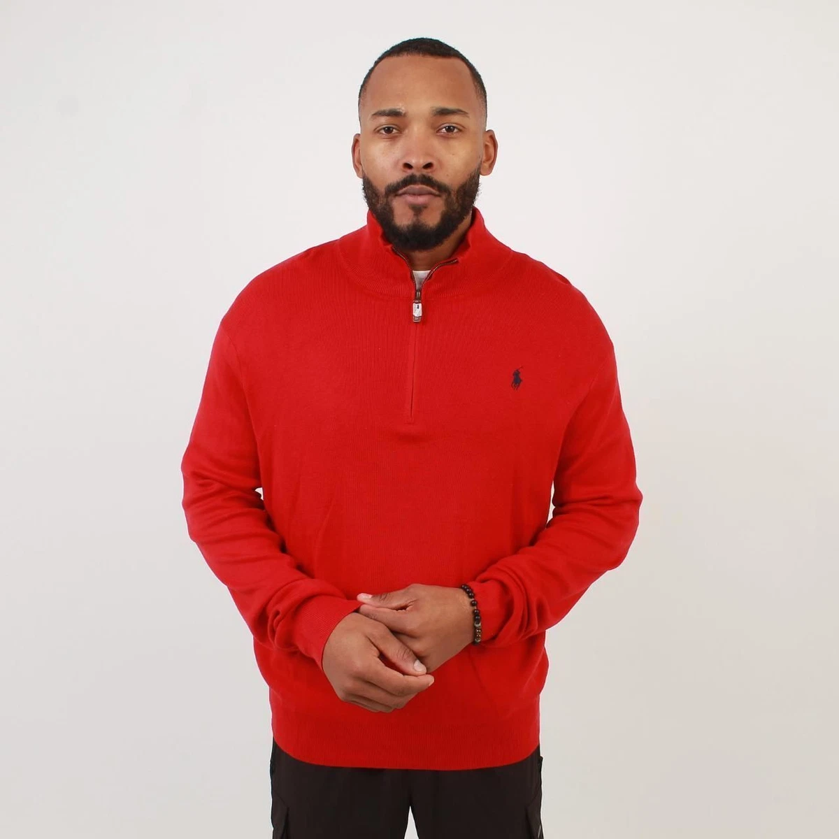 Red polo deals quarter zip