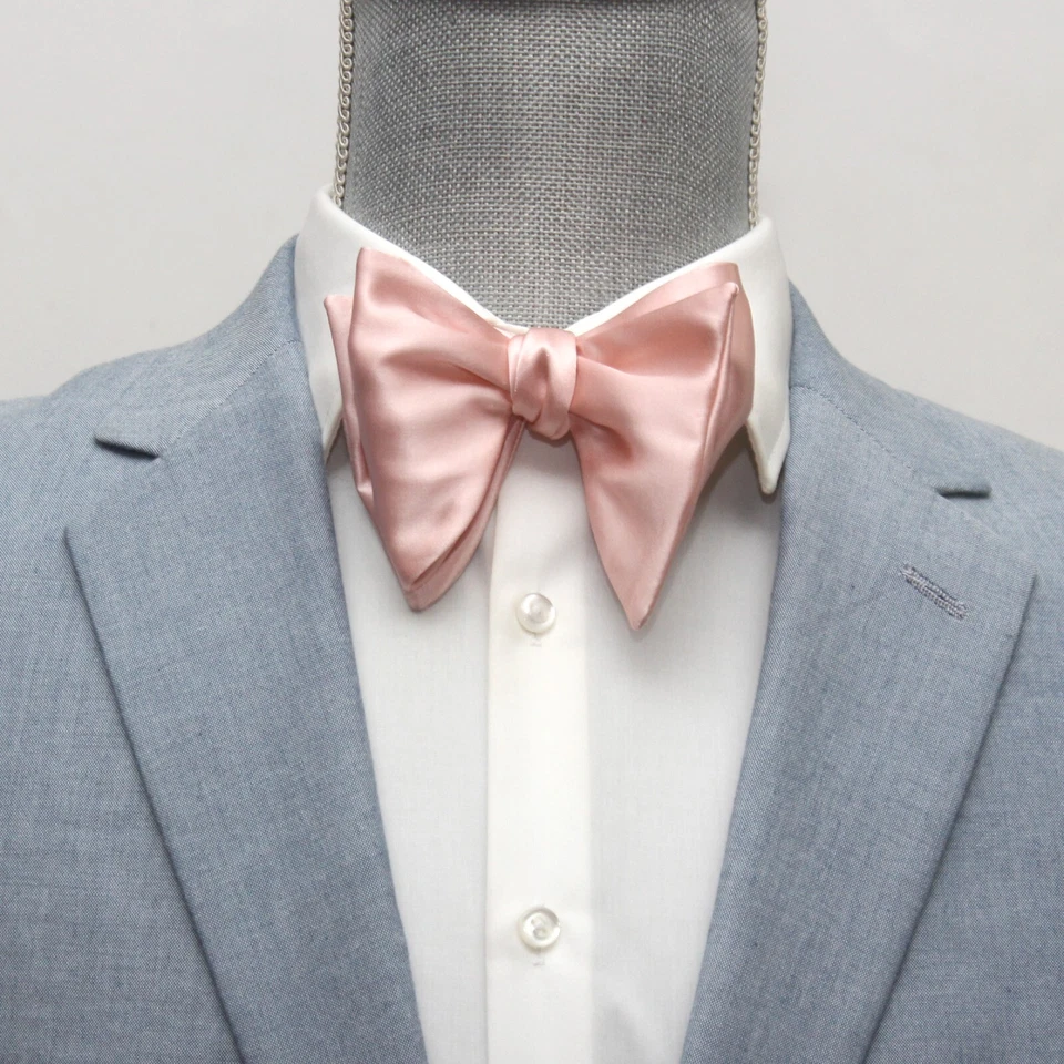 Pajarita de hombre autoatada mariposa grande melocotón oro rosa S608 Foto 4 de 4