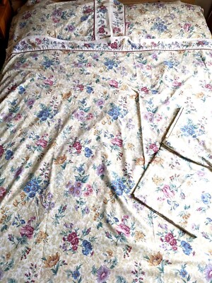 Vintage Dan River Bedding Set 4 Pieces Floral Cotton Blend Standard/Full USA