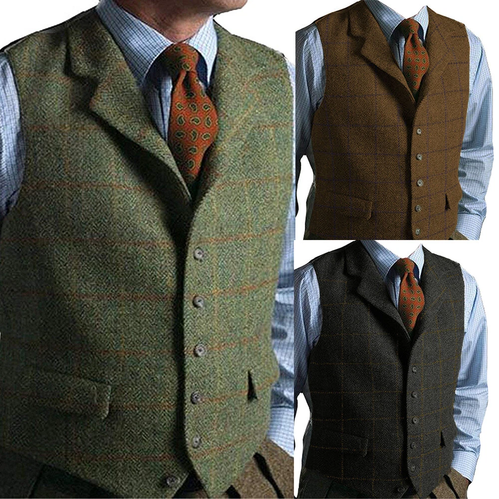 Green tweed waistcoat best sale mens