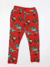 George Girls Red Cotton Blend Pyjama Pants Size 10-11 Years Dino