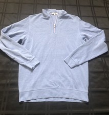 Peter Millar Mens Crown Comfort Pullover Sweater Golf Quarter Zip Small Blue