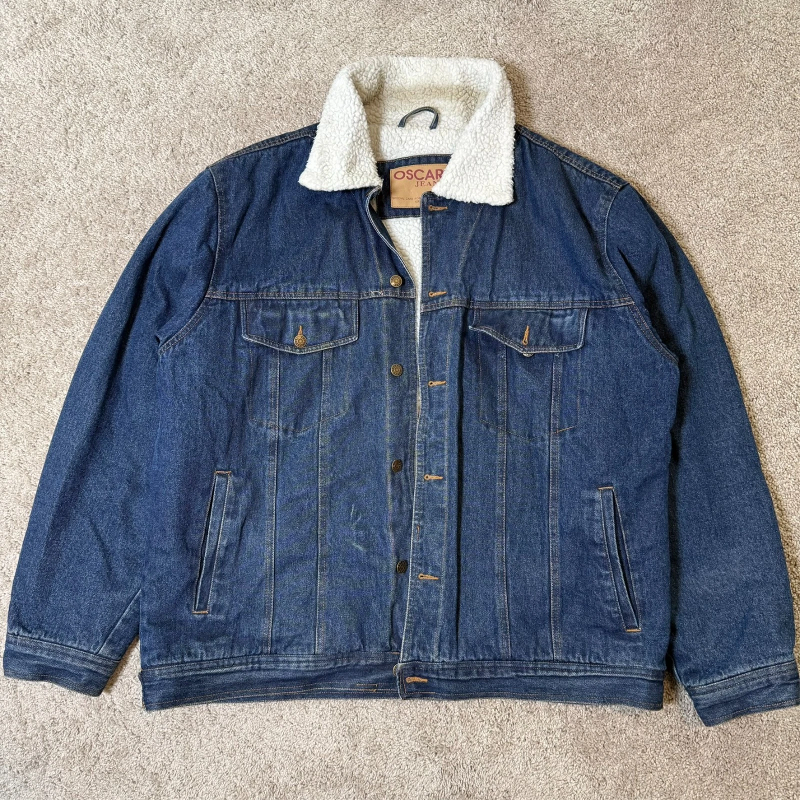 Oscar Jeans Sherpa Lined Denim Jacket Men’s 4XL Blue Trucker Coat