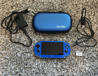Sony PS Vita PCH 1000 Blue Handheld System OLED Wi Fi w/ Case Charger USB