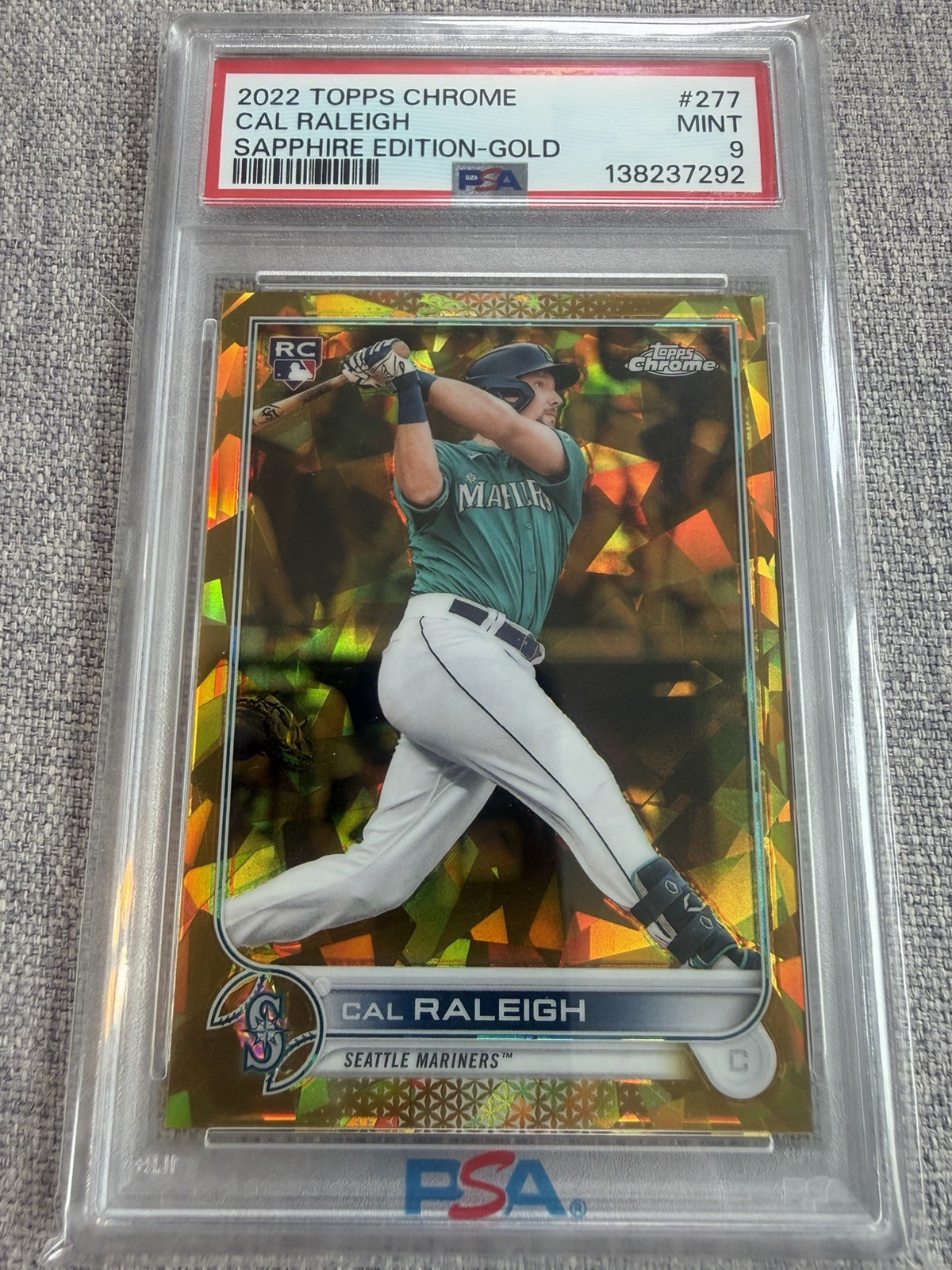 2022 Topps Chrome Cal Raleigh Sapphire Edition Gold #277 7/50 PSA 9 RC